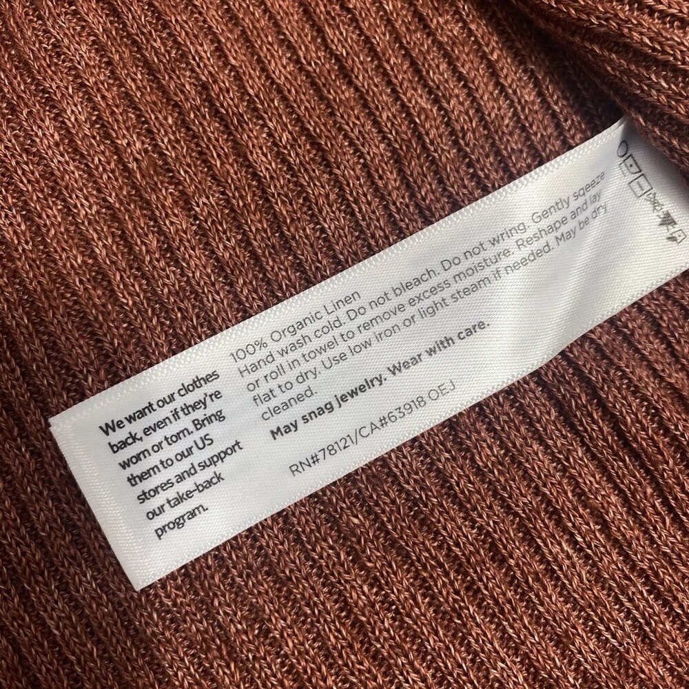 Eileen Fisher Rust Ribbed Open-Front Cardigan - Picture 3 of 6